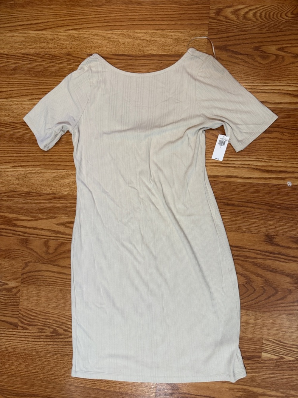 Old Navy Ribbed Short Sleeve Dress - Beige